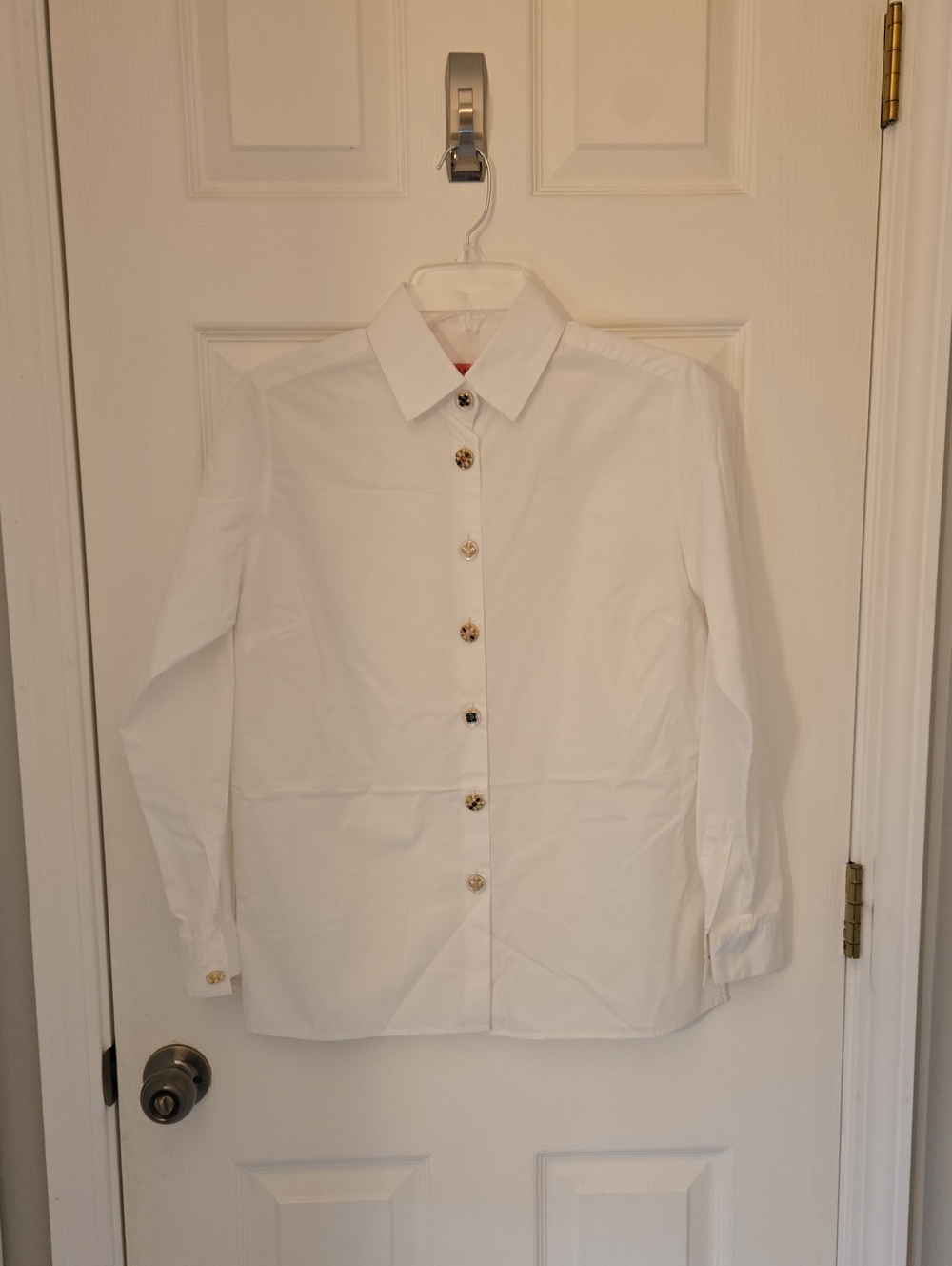Vilagallo White Button-Down Shirt with Gold-Tone Buttons